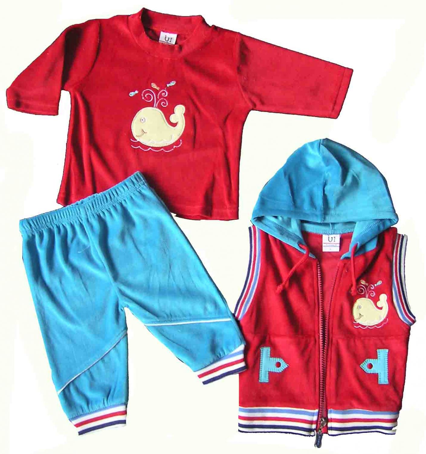 Baby sleeveless jacket  + T-shirt + pant 3pc set