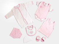 Baby long sleeve printing overall + short sleeve bodysuit + vest + brief + cap + bib + botties