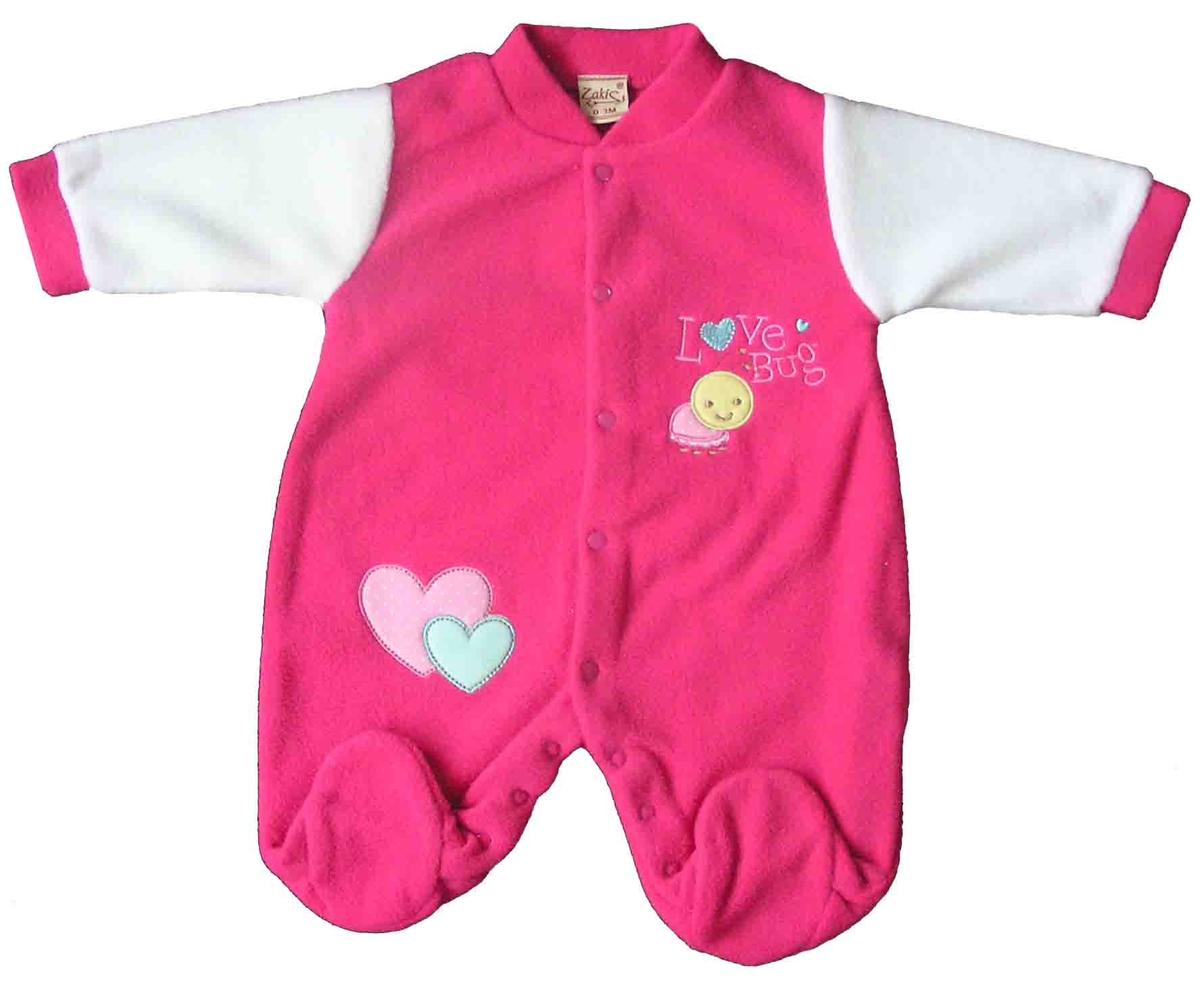 Baby long sleeve front full open emb. romper (overall)
