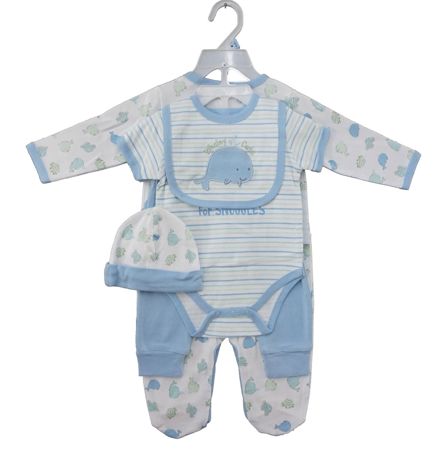 Baby Knitted baby Gift Set Grow Bodysuit Pant Bib Hat Bag Packing 