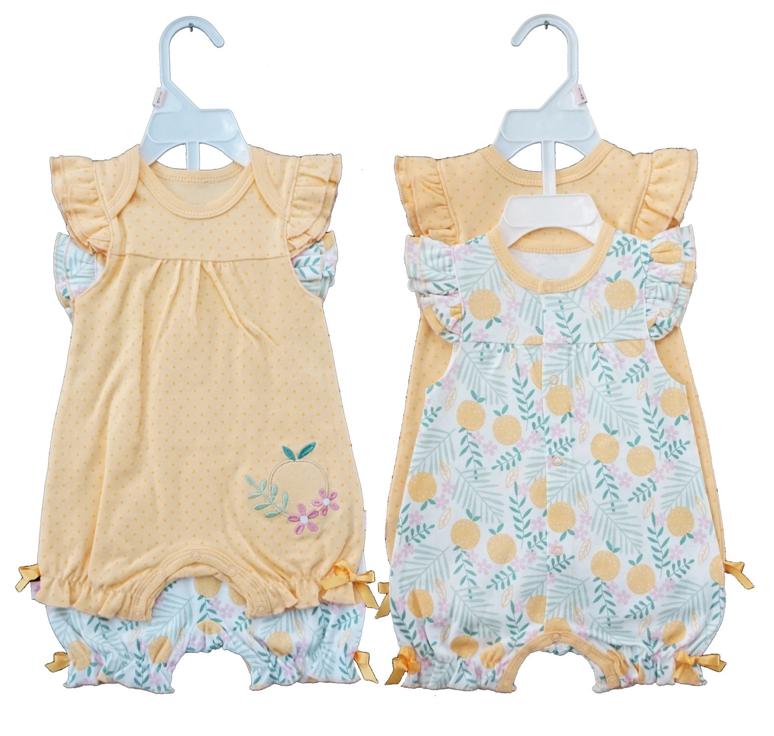 Baby short sleeve printing & emb. romper