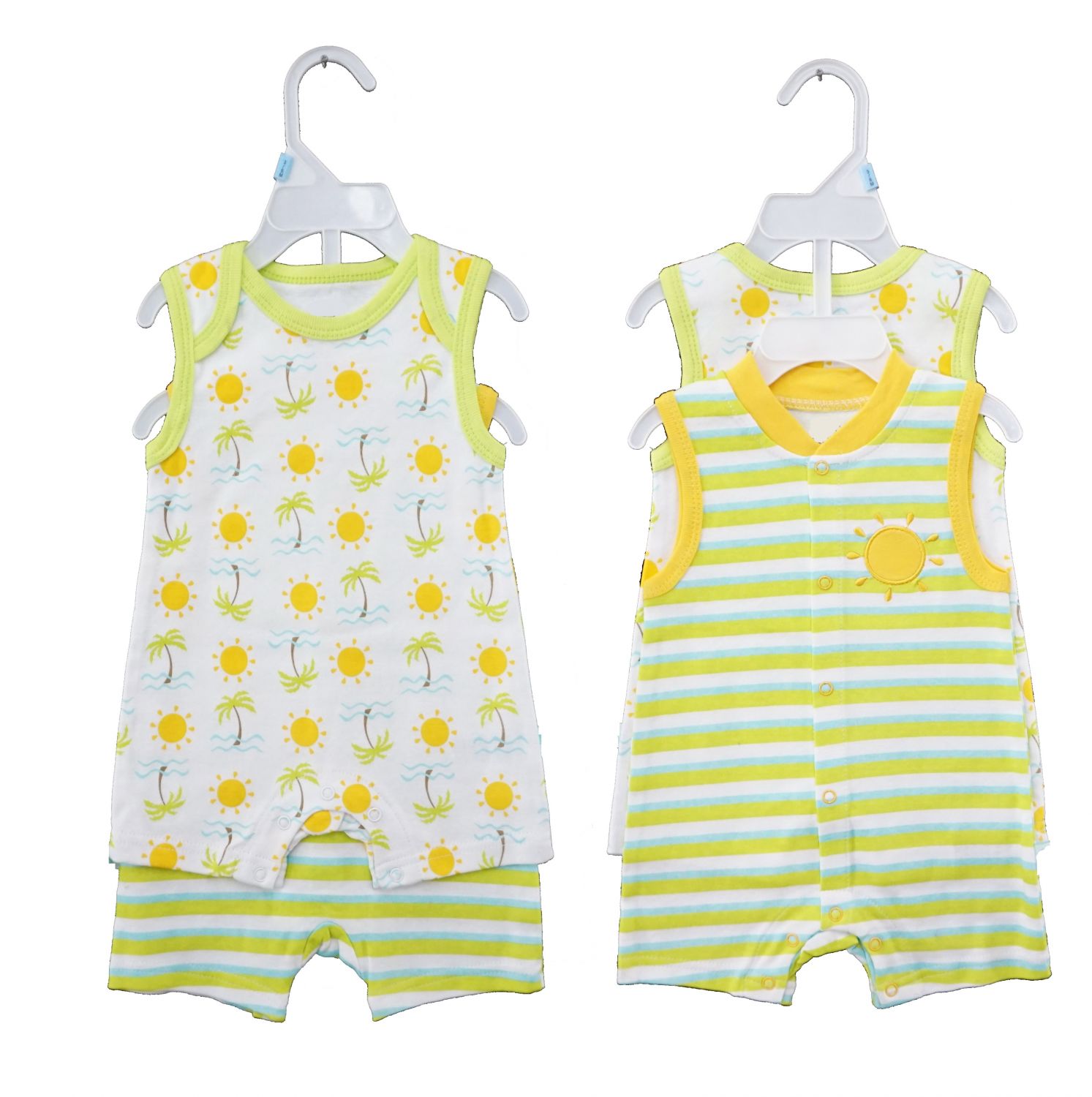 Baby sleeveless printing & emb. romper